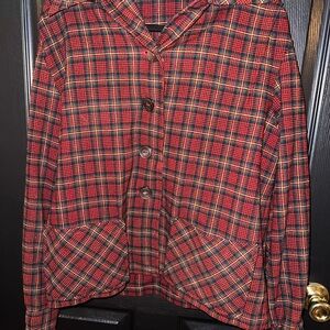 Red Plaid Button-Up Jacket